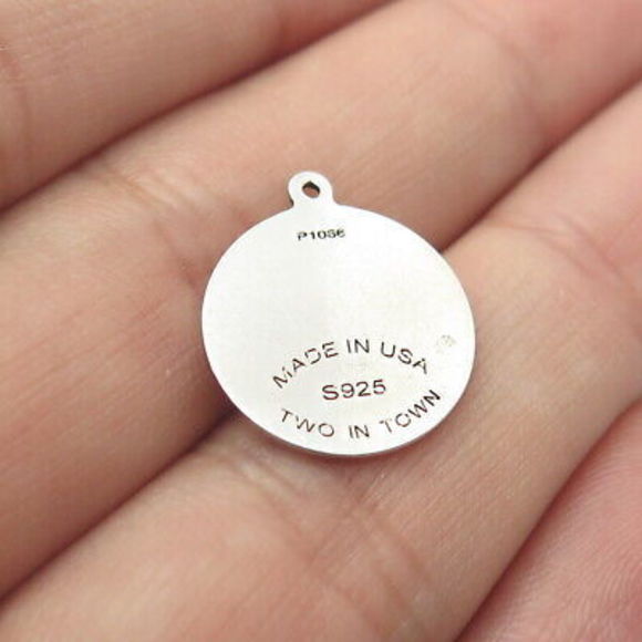 925 Sterling Silver USA Two In Town Bird's Feet Charm Pendant - Picture 2 of 8